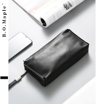 BOMaple high-end leather handbag mens fashion brand business soft leather clutch bag fashion mens mobile phone wallet