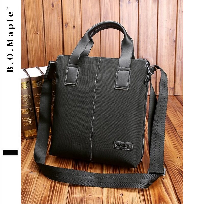 BOMaple brief Men's briefcase Business apad handbag Waterproof Oxford canvas Single shoulder inclined satchel