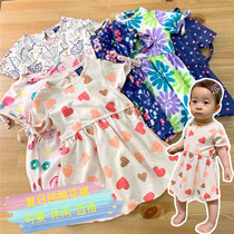 80-120cm summer short-sleeved girl girl baby cotton fruit tropical flower casual dress 1-2-3-4 years old