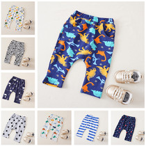 Summer baby boy cotton cartoon Harlem pants big butt pants stretch fabric Capri pants ankle-length pants trousers