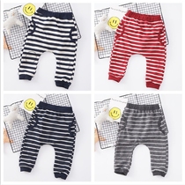 20 autumn foreign trade boy baby jean striped cotton cotton cotton cotton ring material Halen pants loose base