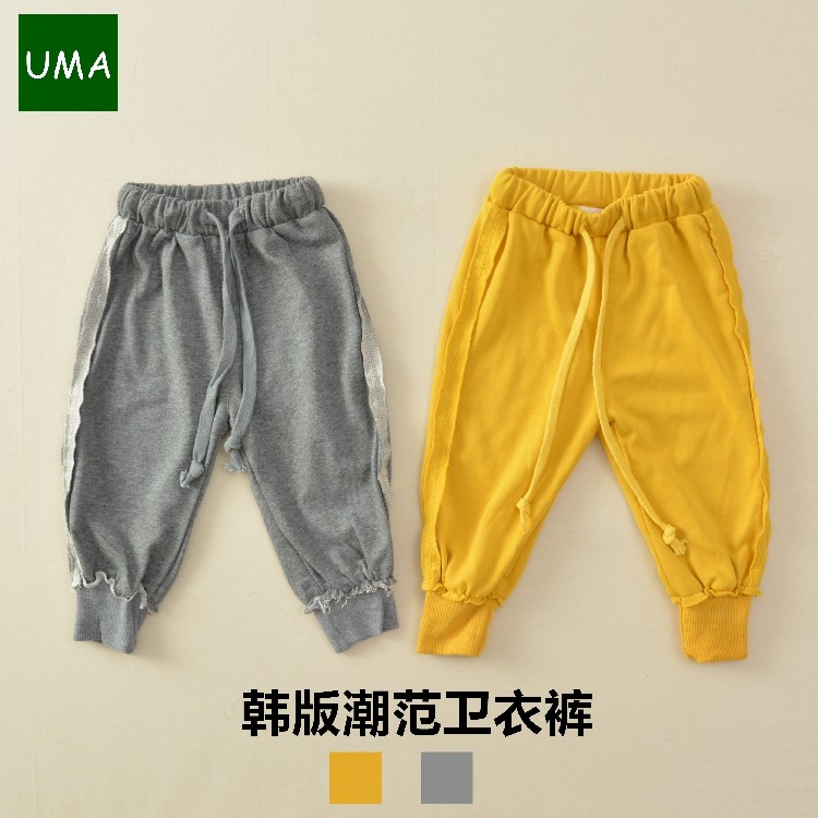 Spring trendy Korean style sweater pants boys and girls loose casual cotton trousers sweatpants kindergarten can open files