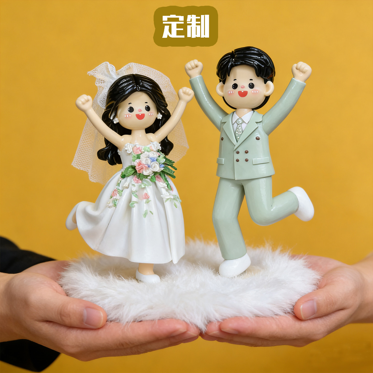 可爱卡通软陶人偶摆件结婚礼物手工定制闺蜜新婚伴手礼生日男女友