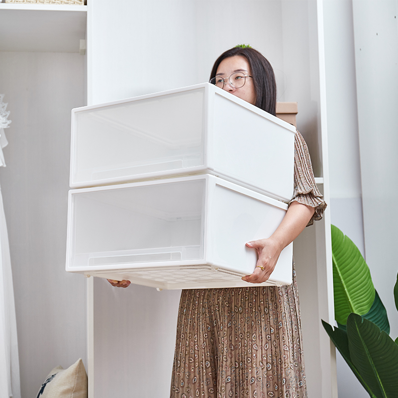 Drawer-type containing box plastic clothes containing cabinet special large number transparent wardrobe storage finishing box lingerie containing box