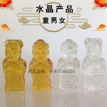 Crystal burial golden boy and girl burial ornaments urn shroud boys and girls funeral hall supplies funeral sacrifices