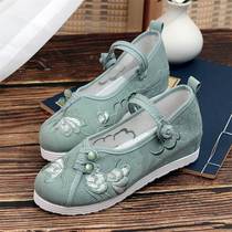 Ancient Feng Han Shoes Children Chinese Fenghai Shoes Tea Artist Lady Round-headed Embroidery Shoes and Old Beijing Shoes