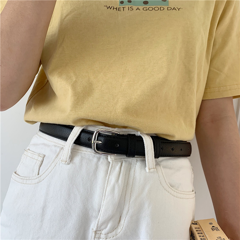 Hong Kong style belt men's trendy literary belt student simple all-match Korea INS style thin belt female jeans belt