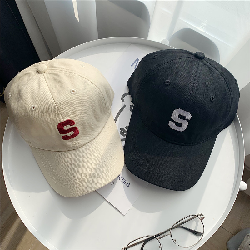 European and American style retro soft top S letter embroidery baseball cap men's casual all-match sunscreen sunshade hip-hop baseball cap women