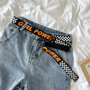 BF原宿风帆布腰带字母皮带