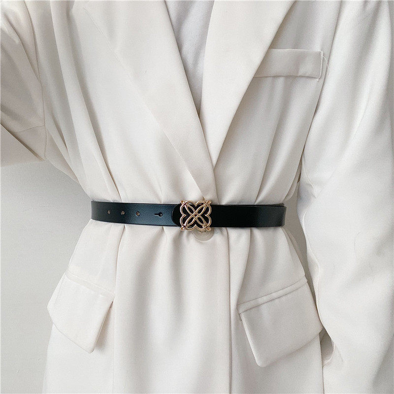 Retro leather belt female European and American fashion decoration with suit coat waist jeans with thin waist belt