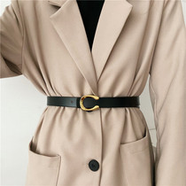 Leather belt womens ins style decoration with skirt suit woolen coat girdle seal thin all-match jeans belt trendy
