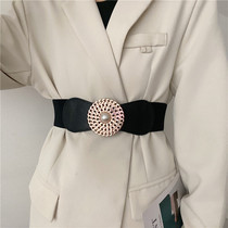 Pearl elastic belt womens decoration with suit coat skirt ins style corset slim fashion all-match wide waistband
