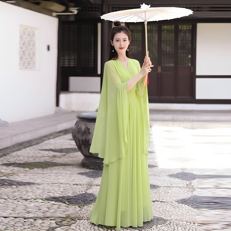 New Chinese-Style Hanfu, Elegant and Fresh, Ethereal Cape Suspender Dress, Waist-Cinching, Slimming, Flowy Chiffon Long Dress New Chinese-Style Hanfu, Elegant and Fresh, Ethereal Cape Suspender Dress, Waist-Cinching, Slimming, Flowy Chiffon Long Dress