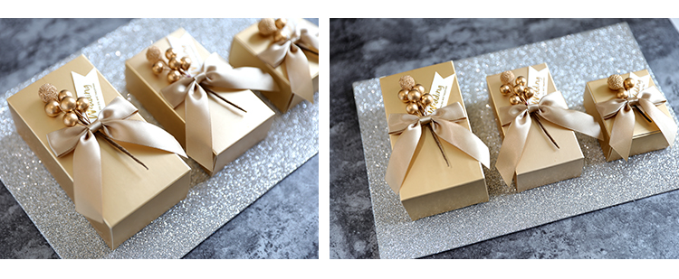 Cajas de chocolates de papel dorado elegante para fiesta de cumpleaños