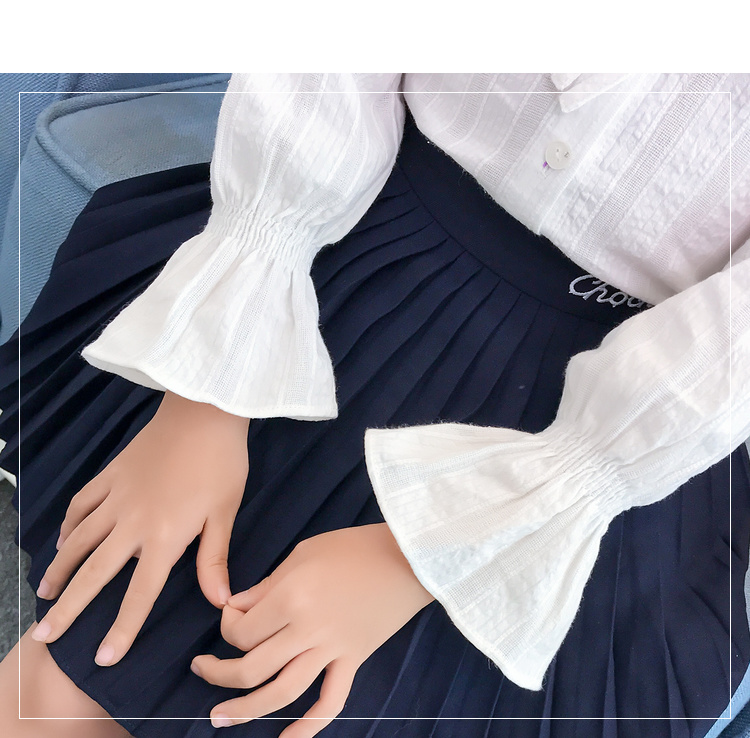Áo sơ mi nữ đại dương 2018 Mới cho trẻ em mặc mùa thu Hàn Quốc cho trẻ em Áo trắng Big Boy Cotton dài tay áo sơ mi cho bé gái 12 tuổi