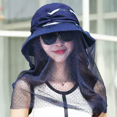 Hat women's sunscreen hat to cover face Anti-UV fisherman big edge sun visor summer Korean beach foldable