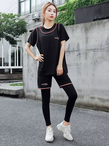 Летний спортивный костюм для спортзала, быстросохнущая одежда для йоги для отдыха, короткий рукав, для бега, оверсайз, большой размер