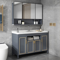 Modern light luxury space aluminum bathroom cabinet floor-standing toilet all aluminum alloy simple washbasin cabinet mirror cabinet combination