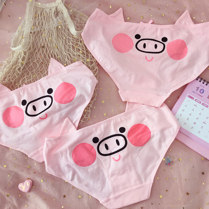 Nhật Bản mềm mại em gái dễ thương màu hồng trái tim phim hoạt hình bột lợn lợn đồ lót sinh viên phim hoạt hình cotton thấp eo quan lot nam