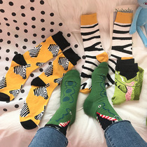 Harajuku INS funny illustration cotton socks personality simple mid-tube socks crocodile socks sports skateboard socks tide zebra