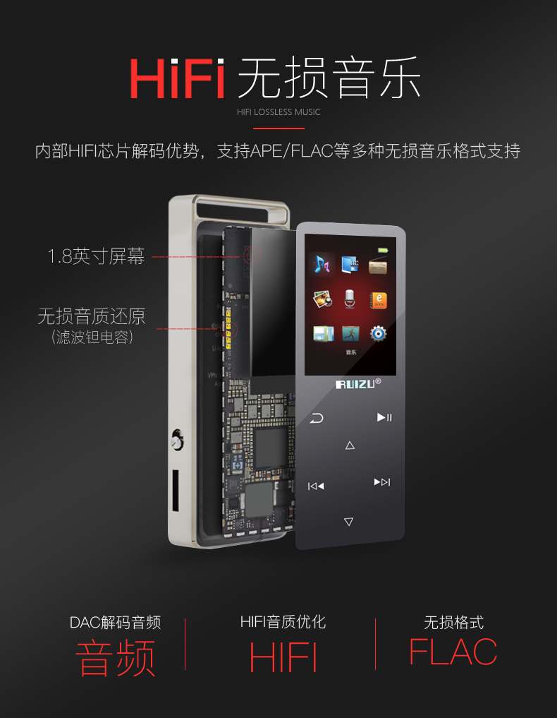 Sharp D01 Bluetooth mp3 màn hình cảm ứng mp4 máy nghe nhạc mini Học sinh thẻ Walkman màn hình cảm ứng mỏng P3 