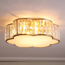 American style all copper ceiling lamp light luxury crystal lamp modern minimalist small living room bedroom study creative led ceiling lamp