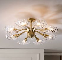 Internet celebrity lighting living room chandelier modern light luxury simple atmosphere ceiling lamp American bedroom shell copper restaurant lamp