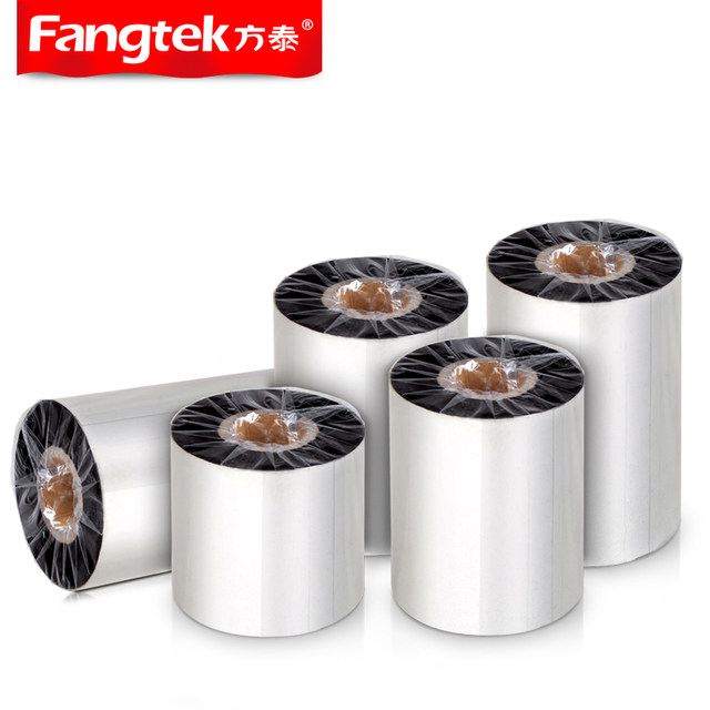 Fangtai wax-based mixed-based full-resin ribbon roll 110X300m405060708090100 ເຄື່ອງພິມບາໂຄດທີ່ມີກາວຕິດດ້ວຍຕົນເອງ ປ້າຍທອງແດງສະຕິກເກີ hangtag water-washable mark ribbon