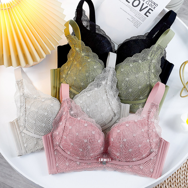 Incognito underwear women's small chest gathered bra without rims closed milk anti-sagging lace sexy adjustment underwear summer