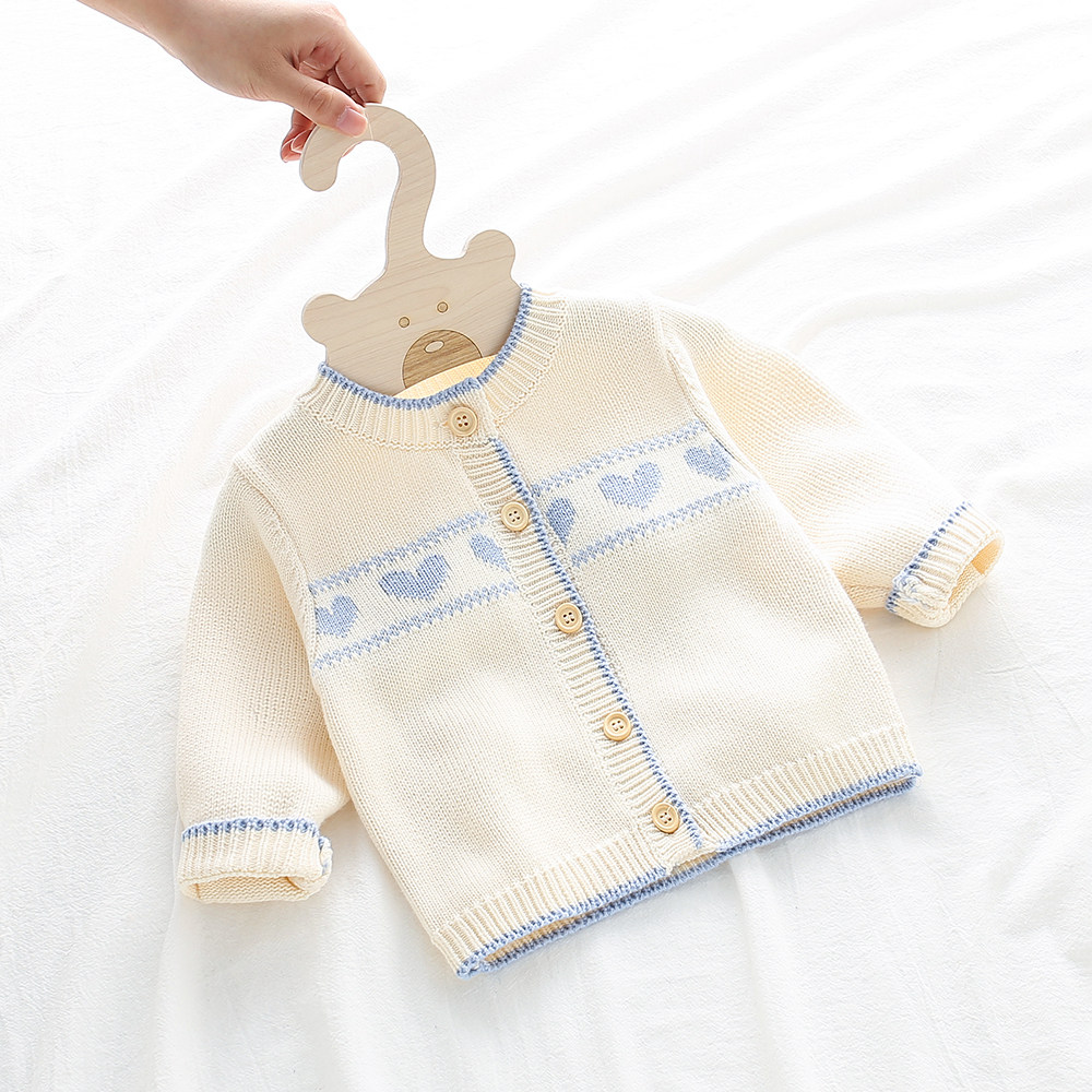 Girls foreign-style cardigan 2022 spring and autumn clothing June baby sweater jacket 1-3 years old newborn baby knitted sweater pure cotton