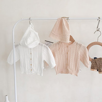 2022 Spring Summer New Girl Pure Color Cheerleader Woman Baby Sunscreen 70% sleeves Knitted Hollowed-out Jacket