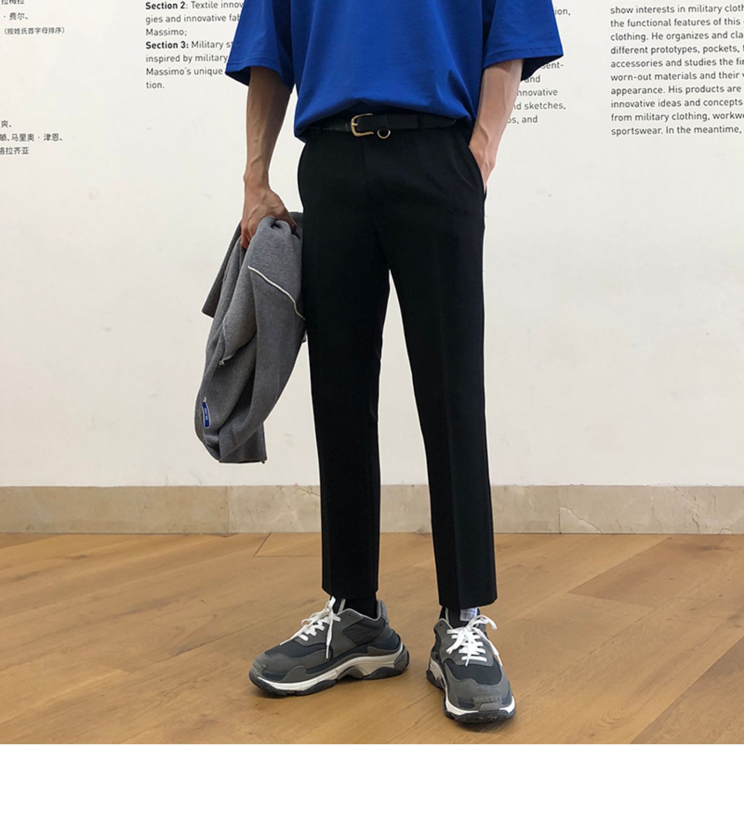 CL19 ins quần siêu cháy quần âu nam chín quần thẳng Hàn Quốc lưới đỏ thon chín quần nam - 3/4 Jeans quần short thun nam