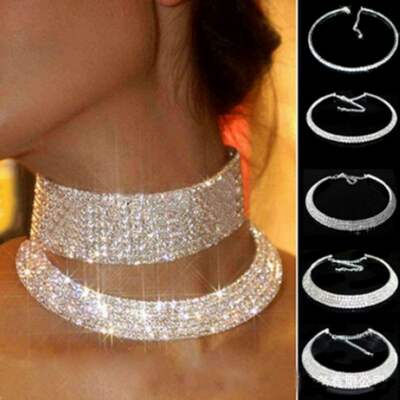 European and American personalized accessories, super luxurious diamond necklace, wedding collarbone necklace, multi-layer full diamond collar, women's necklace, bride