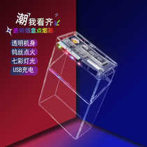 Portable anti-pressure cigarette case personalized and creative whole pack transparent visual cigarette box 20 cigarette boxes soft and hard bag for men