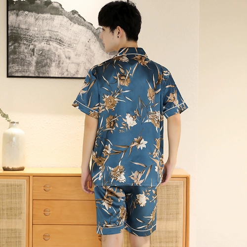 Летняя пижама, шелковые шорты, комплект, короткий рукав, большой размер