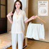 Топ с чашечками, летняя пижама, штаны, комплект, короткий рукав, 3 предмета