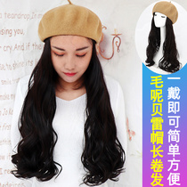 Women with wig hat spring autumn and winter one fashion 2021 new simulation natural fashion long curly hair beret