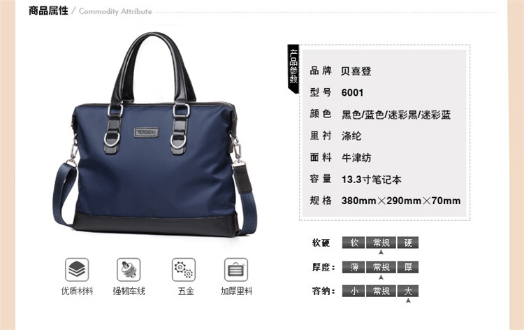 Túi nylon nam Oxford vải nam túi xách kinh doanh vai bình thường Messenger túi vải ba lô nam chính thức cặp đeo chéo