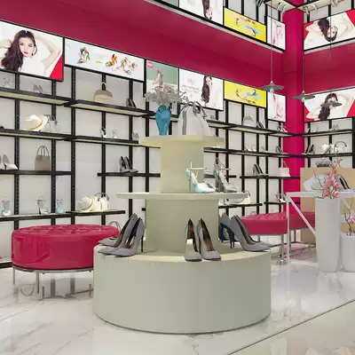 High-end round Nakajima cabinet double-sided display stand three-story Zhongdao Booth high and low jewelry store shoe store Zhongdao