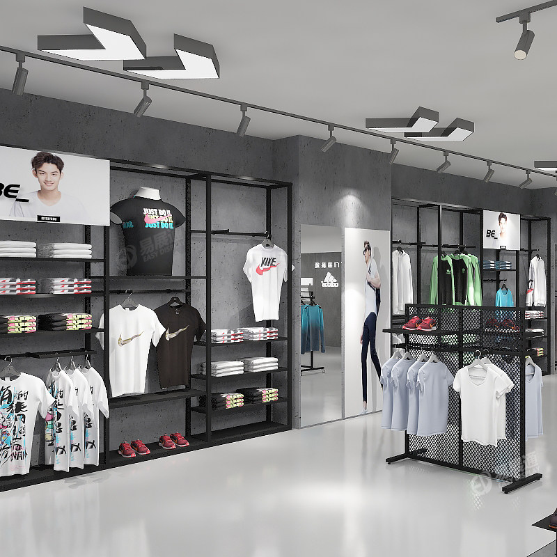 Clothing store display frame of fad men's clothing rack beam shoe frame landing sporting goods display rack