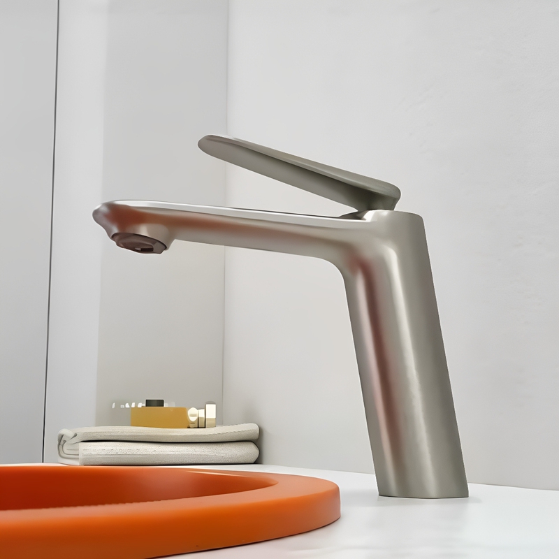 Brushed Nickel All-Copper Faucet for Home Washbasin, Bathroom Cabinet, Hotel, Cold Brushed Silver Faucet Brushed Nickel All-Copper Faucet for Home Washbasin, Bathroom Cabinet, Hotel, Cold Brushed Silver Faucet