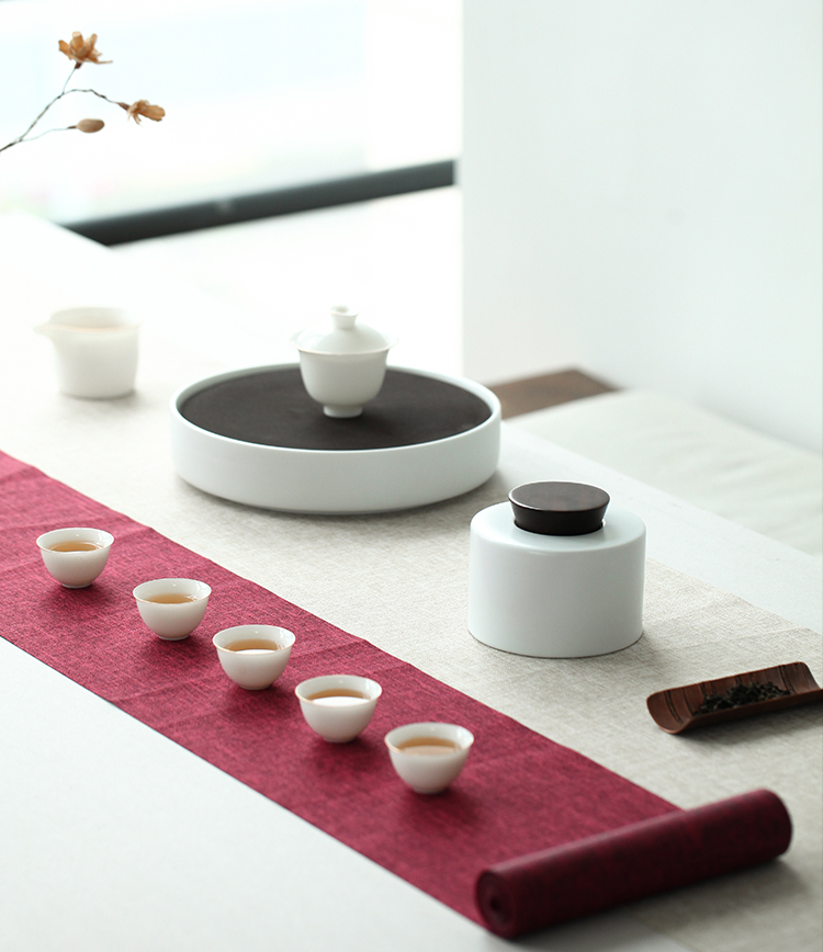 White porcelain ceramic seal caddy fixings receives fresh tea boxes portable travel wooden cover small jar tea boxes