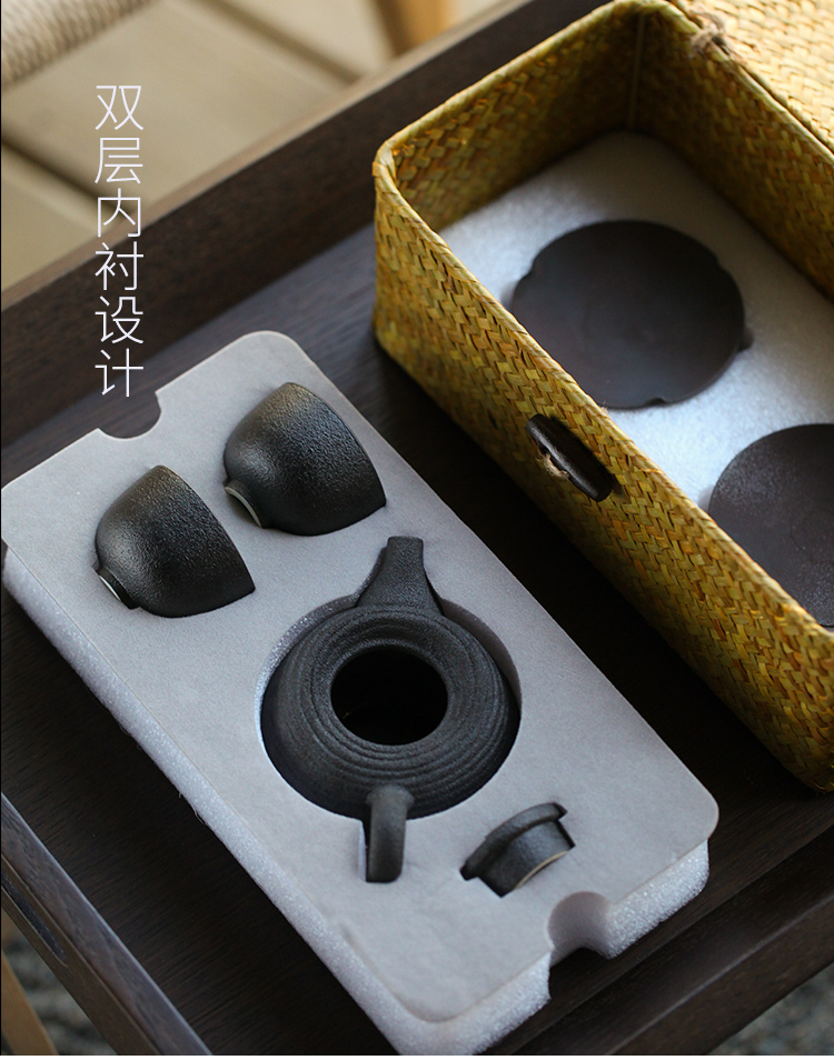 The Wu family fang ceramic teapot creative ceramic filter tea by hand stone grain Japanese kung fu tea set