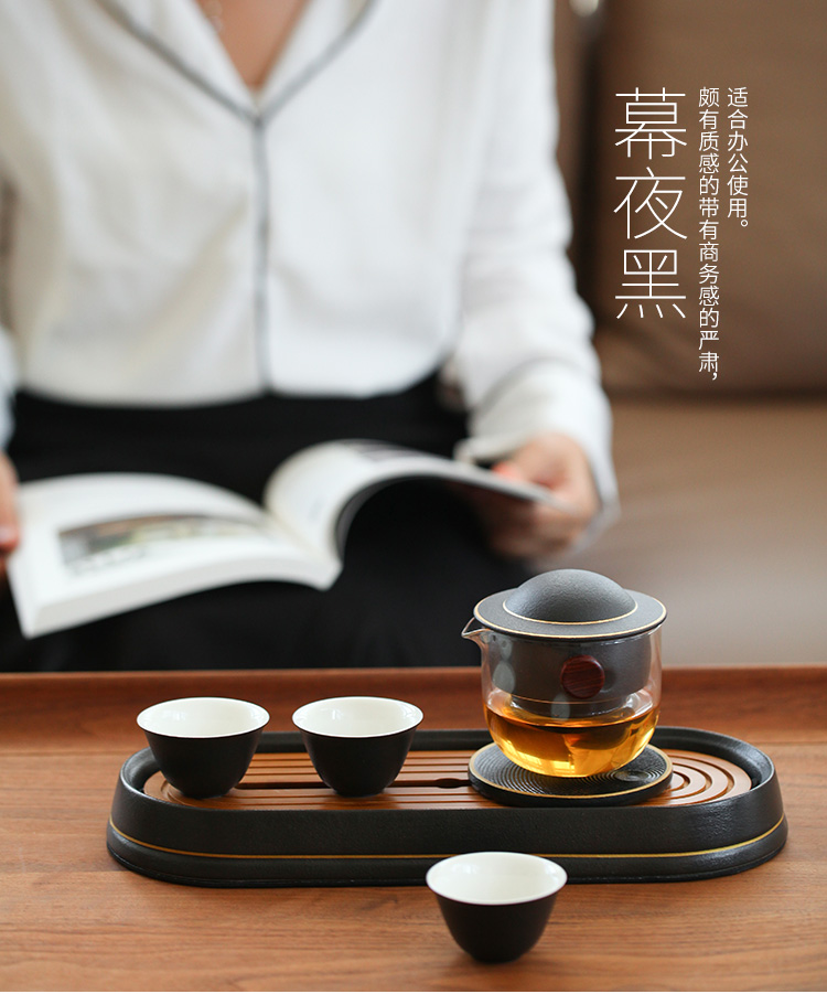 The Wu family travel lane crack cup creative small suit portable ceramic kung fu tea glass teapot