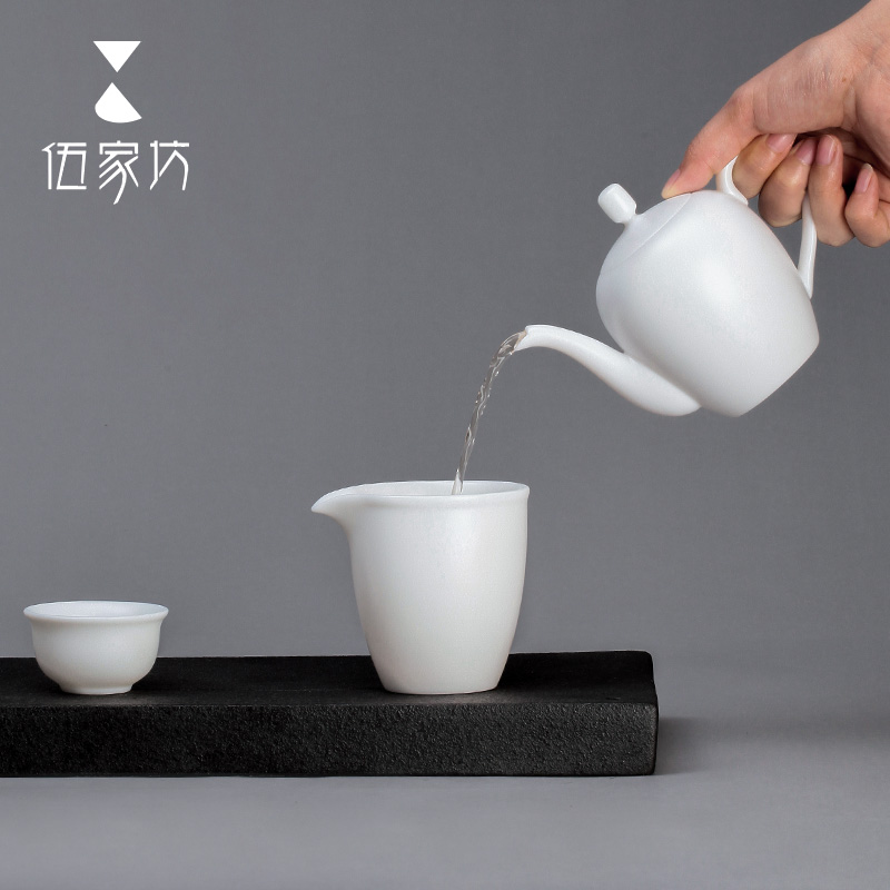 The Wu family fang white porcelain ceramic teapot manual single pot kung fu tea set suits for Chinese style household fancy teapot