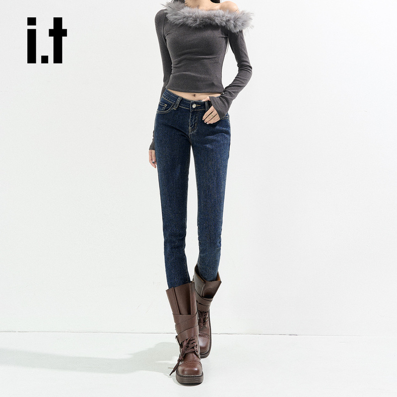 It:Chocoolate American-Style Blue Low-Waist Skinny Jeans for Women, New Hot Girl Style Slim-Fit Pencil Pants