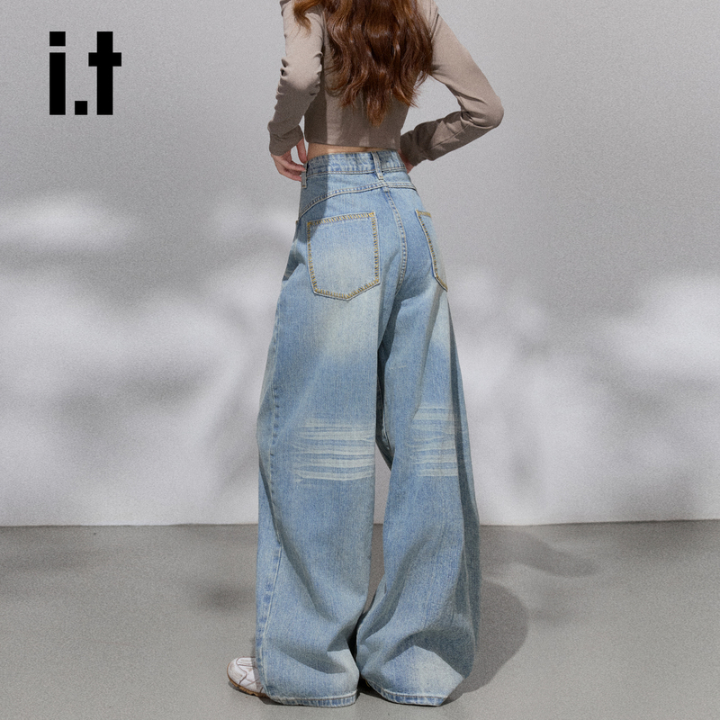 It: Chocoolate Retro Cat Pattern Wide-Leg Jeans for Women, Summer American Style Pear-Shaped Loose Slimming Straight Pants It: Chocoolate Retro Cat Pattern Wide-Leg Jeans for Women, Summer American Style Pear-Shaped Loose Slimming Straight Pants