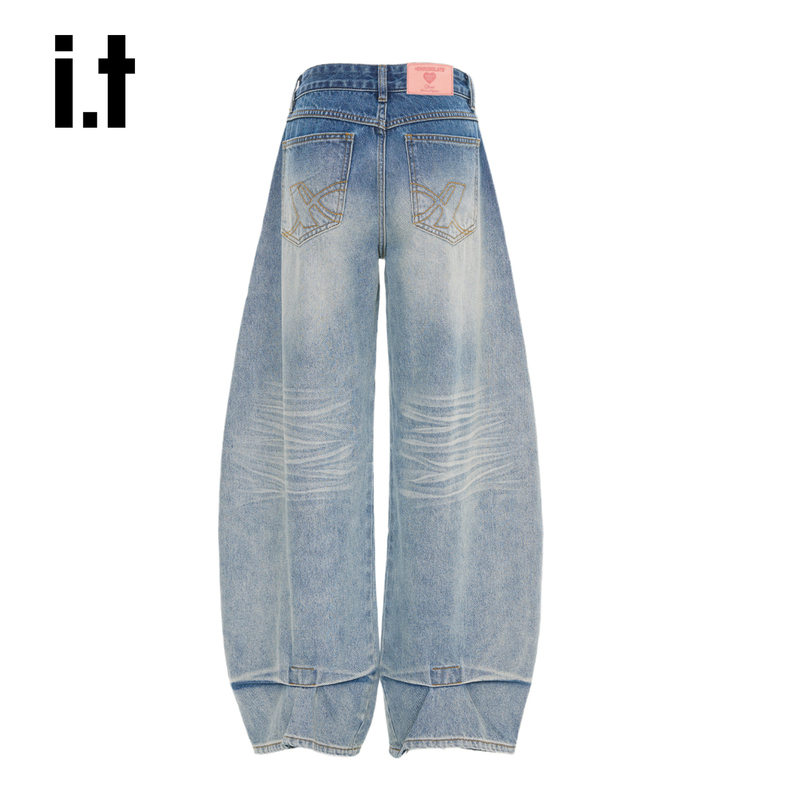 It: Chocoolate American-Style Scimitar Jeans for Women, New Summer Loose Straight-Leg Wide-Leg Floor-Length Sickle Pants