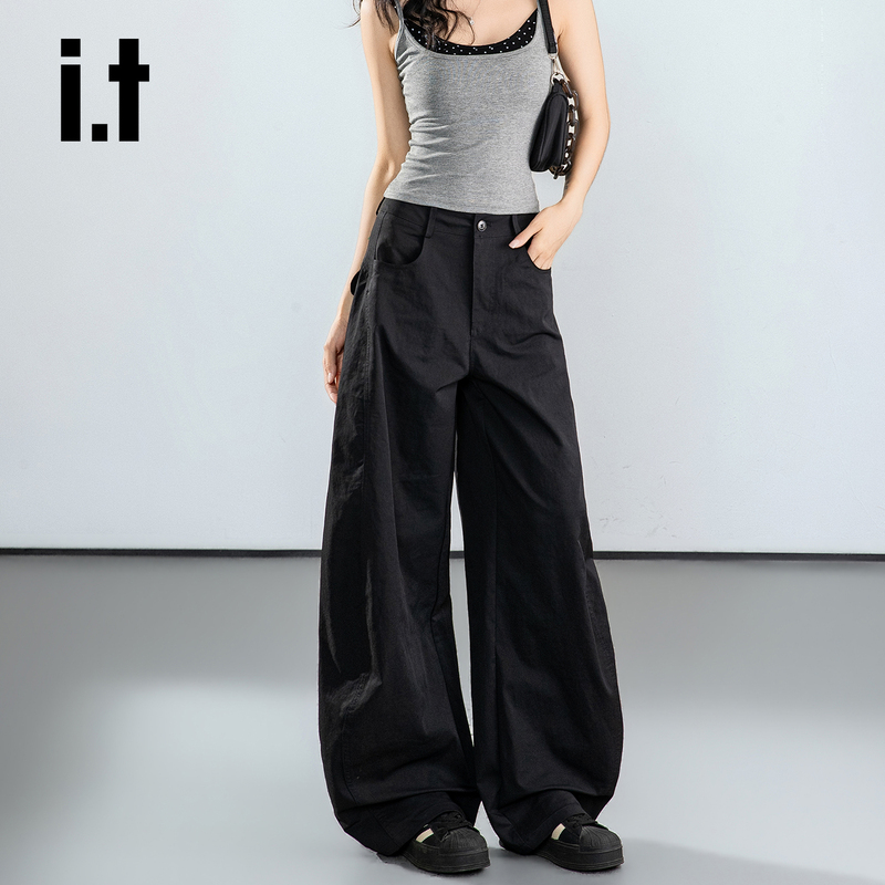 It: Chocoolate Black Workwear Wide-Leg Pants for Women 2026 New Thin Loose Slimming Scimitar Casual Pants It: Chocoolate Black Workwear Wide-Leg Pants for Women 2026 New Thin Loose Slimming Scimitar Casual Pants