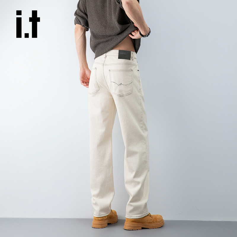 It:Chocoolate White Jeans Men's Straight-Leg Summer Loose Casual Pants Washed 2026 New Style Pants